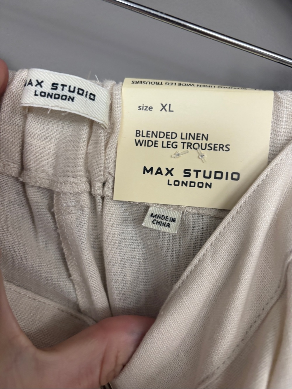 Natural Beige Wide-Leg Linen-Blend Pants - Picture 7 of 7